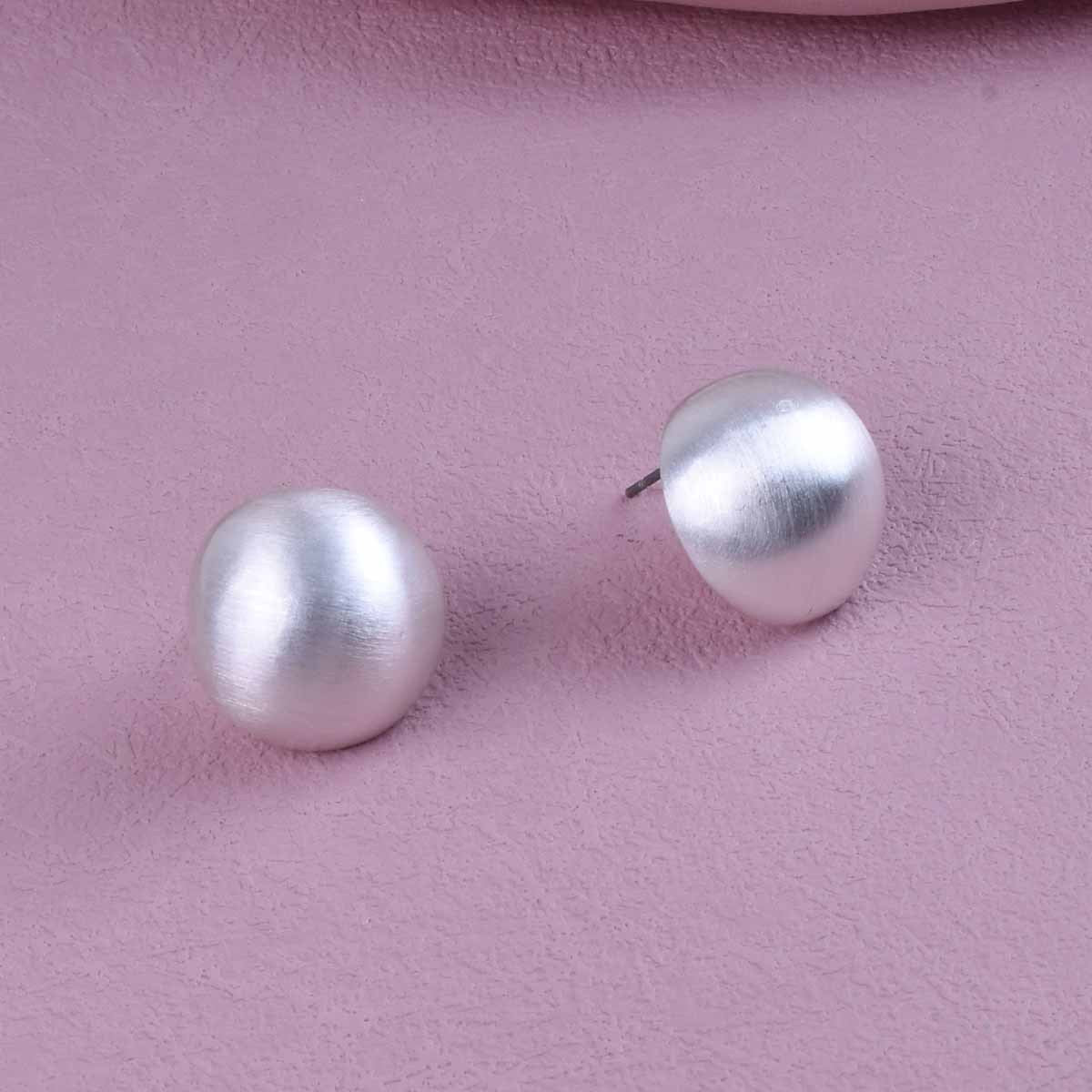 Sweet Semicircle Stud Earrings For Unisex Featuring Brushed Gold Zinc Alloy