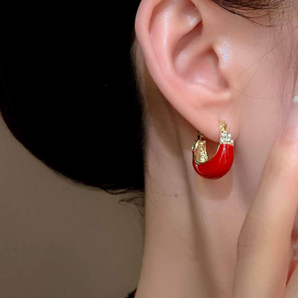 Sweet Geometric Green Alloy Earrings With Electroplated Finish And 925 Sterling Silver Posts, Unisex Design