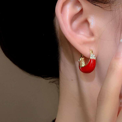 Sweet Geometric Green Alloy Earrings With Electroplated Finish And 925 Sterling Silver Posts, Unisex Design