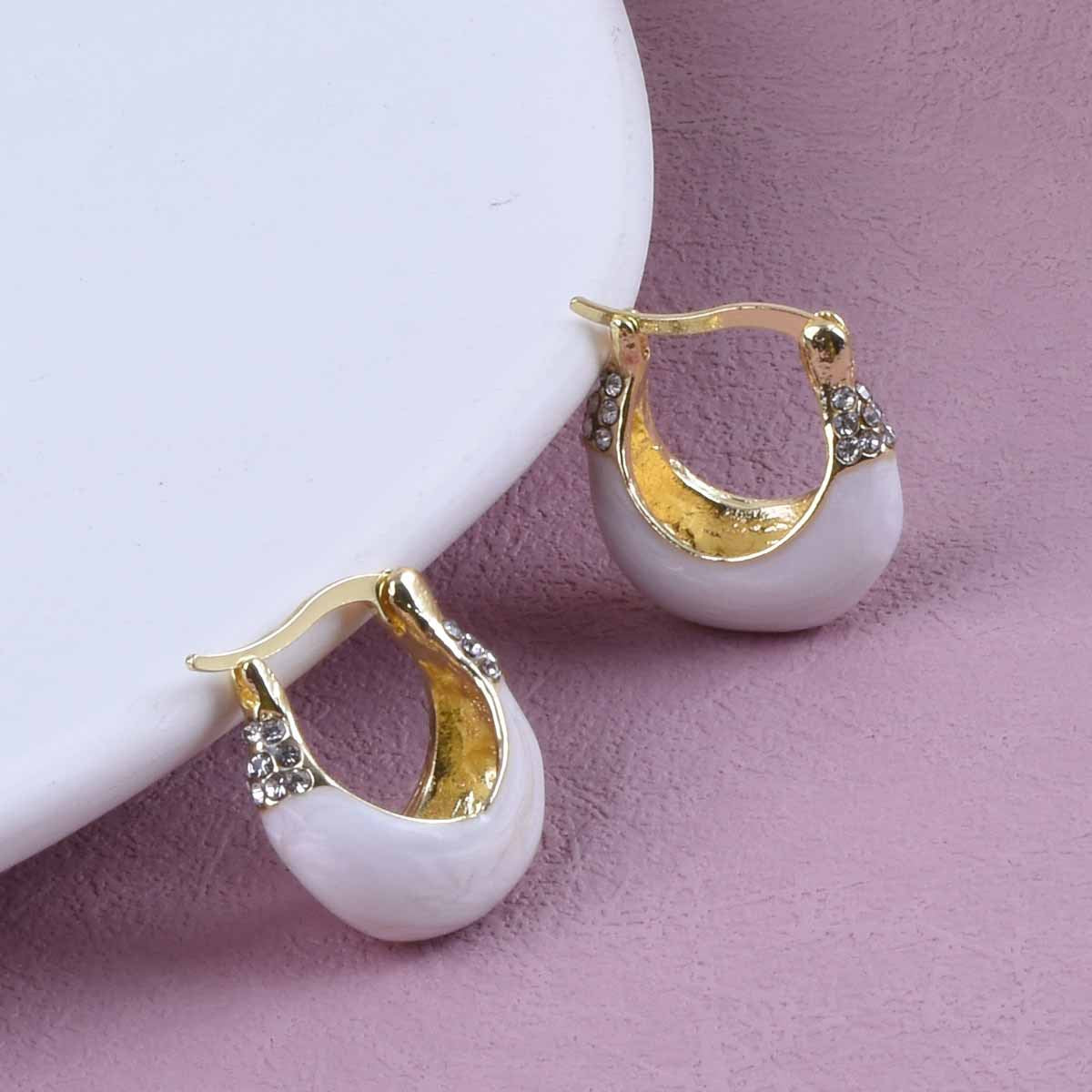 Sweet Geometric Green Alloy Earrings With Electroplated Finish And 925 Sterling Silver Posts, Unisex Design