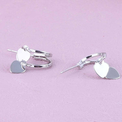 Heart Shape Stud Earrings For Unisex Featuring Electroplated Zinc Alloy In Silver With Sweet Style