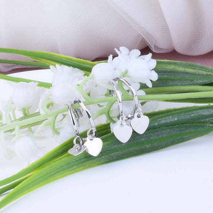 Heart Shape Stud Earrings For Unisex Featuring Electroplated Zinc Alloy In Silver With Sweet Style