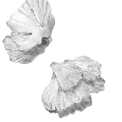 Exaggerated Silver Leaves Earrings For Women With Alloy Ear Pins