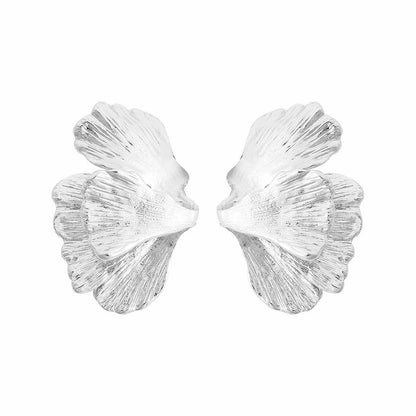 Exaggerated Silver Leaves Earrings For Women With Alloy Ear Pins