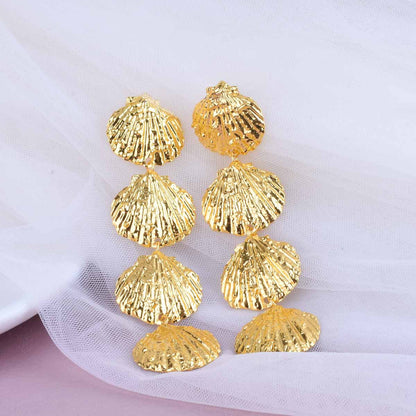Simple Style Silver Tassel Sector Earrings For Women In Alloy Material