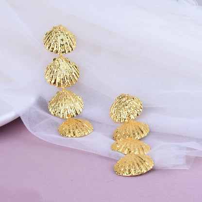 Simple Style Silver Tassel Sector Earrings For Women In Alloy Material