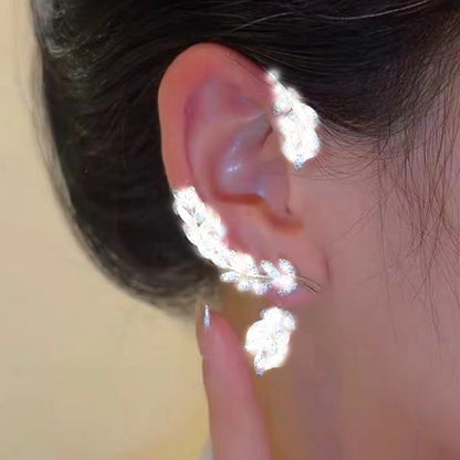 Sweet Gold Leaves Ear Cuff Earrings For Women Featuring Electroplated Alloy Design