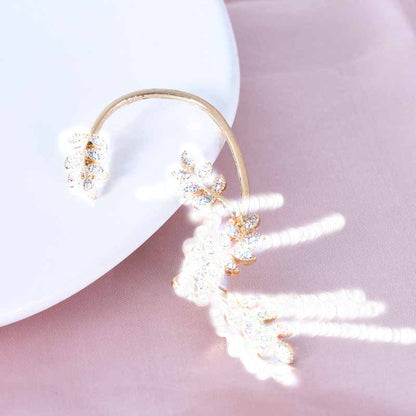 Sweet Gold Leaves Ear Cuff Earrings For Women Featuring Electroplated Alloy Design