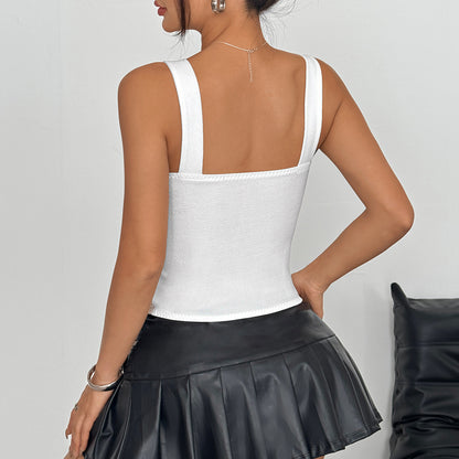 Sexy Solid Color Polyester Tube Bra With Corset Design, Perfect For Spring