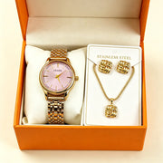 Gold-plated Watch + Necklace + Earrings - No Box