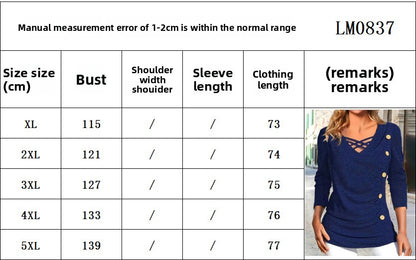Solid Color Dark Blue Polyester Knitted Commute T-shirt For Women In Plus Size