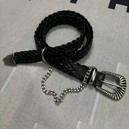 Retro Women’s Braided PU Leather Belt With Alloy Pin Buckle Featuring Braid Surface Finish