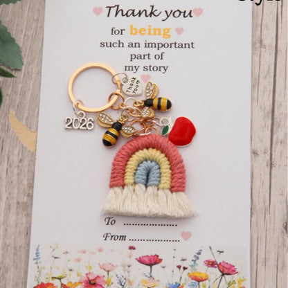 Rainbow Cotton Knitted Bee Key Chain With Pastoral Style, Perfect Thanksgiving Festival Accessory