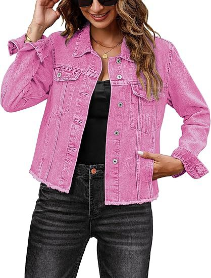 Casual Denim Jacket Coat For Women With Lapel Collar And Long Regular Sleeves