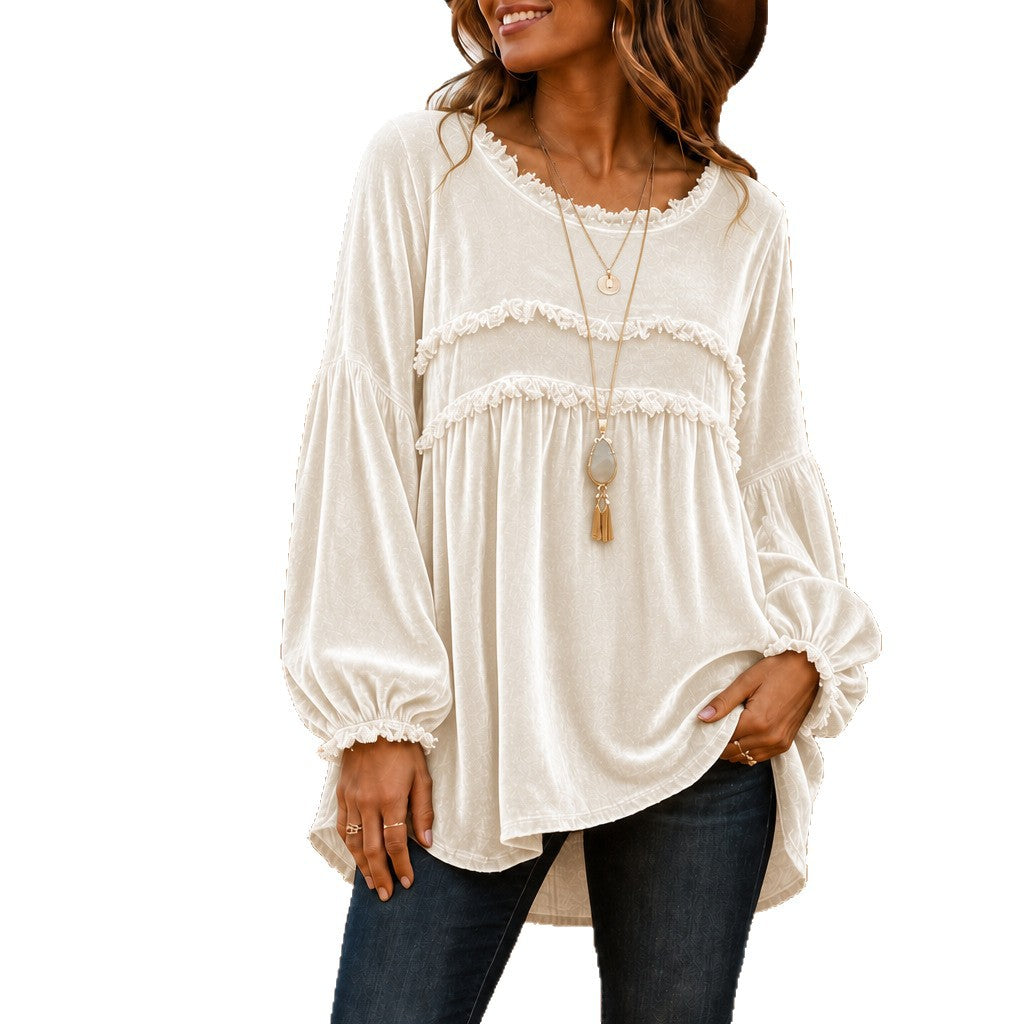 Vintage Style Tie Dye Velvet Long Sleeve Pullover Hoodie For Women With Tassel Detail