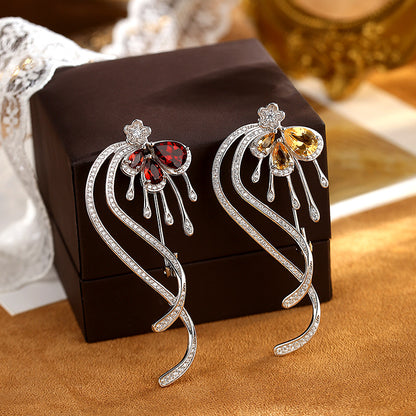 Baroque Style 925 Sterling Silver Pin For Women With Natural Stone Inlay And Tassel Craftsmanship