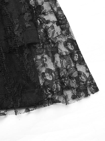 Elegant Solid Color Lace Dress With Lapel Neckline And Long Sleeves, Made Of Polyester, Perfect For Date