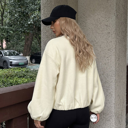 Casual Solid Color Polyester Coat With Zipper Placket, Stylish Casual Jacket For Everyday Wear