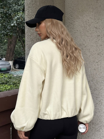 Casual Solid Color Polyester Coat With Zipper Placket, Stylish Casual Jacket For Everyday Wear