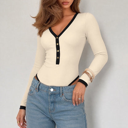 Casual Color Block Teddies With Shorts For Women, Featuring High Elasticity Polyester Fabric And Knitted Craft