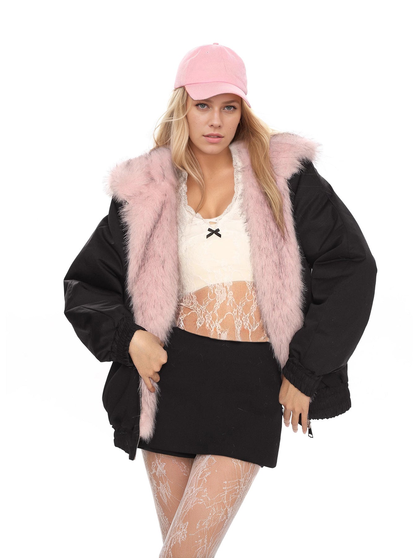 British Style Faux Fur Coat With Hooded Collar And Long Sleeves, Made Of Warm Polyester Fabric