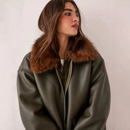 Crocodile Pattern Pu Leather Jacket For Women With Zipper Placket And Belt Detail, Stylish Streetwear Outerwear