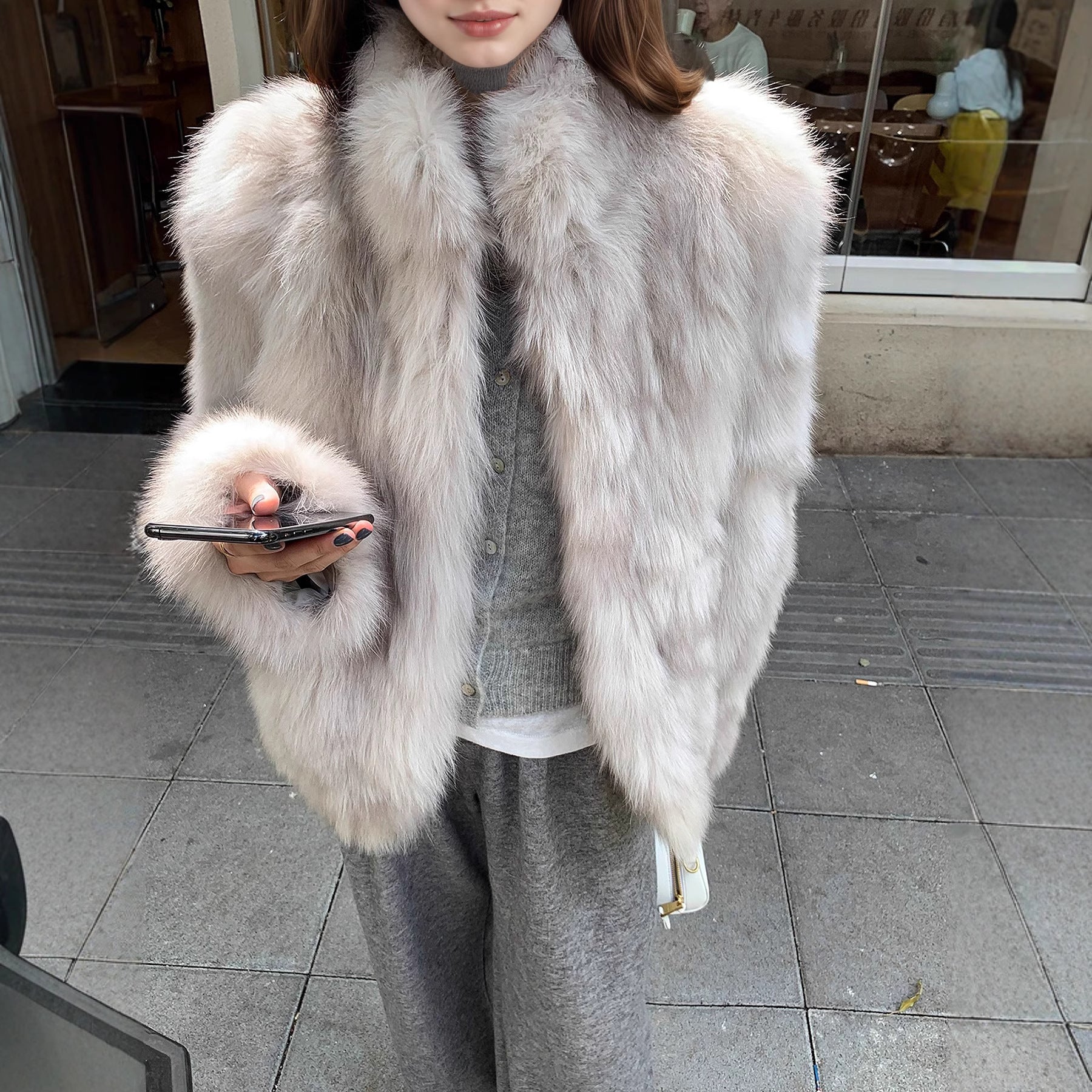 British Style Solid Color Coat With Hidden Buckle Placket, Standing Collar, Warm Polyester Fabric Outerwear