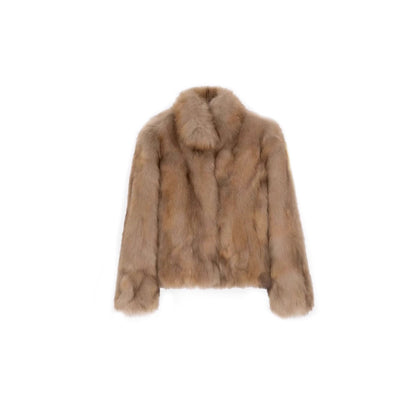 British Style Solid Color Coat With Hidden Buckle Placket, Standing Collar, Warm Polyester Fabric Outerwear