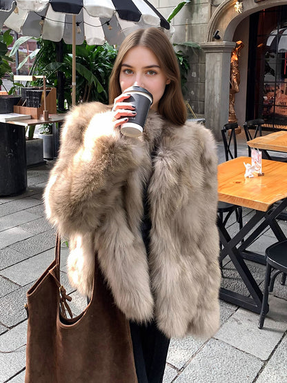 British Style Solid Color Coat With Hidden Buckle Placket, Standing Collar, Warm Polyester Fabric Outerwear