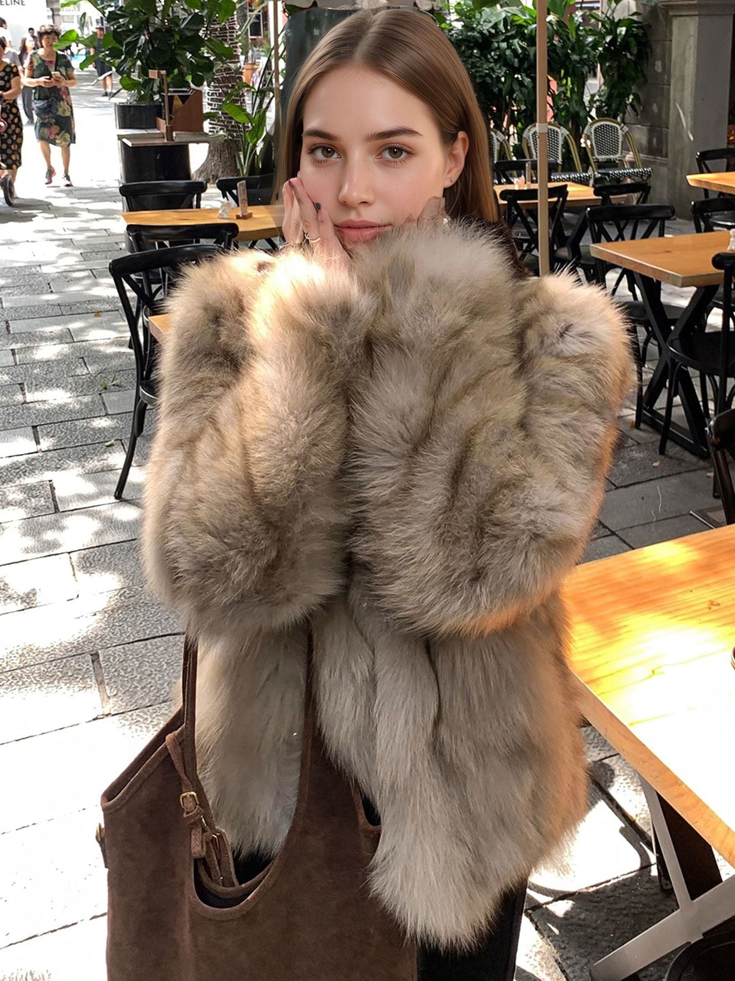 British Style Solid Color Coat With Hidden Buckle Placket, Standing Collar, Warm Polyester Fabric Outerwear