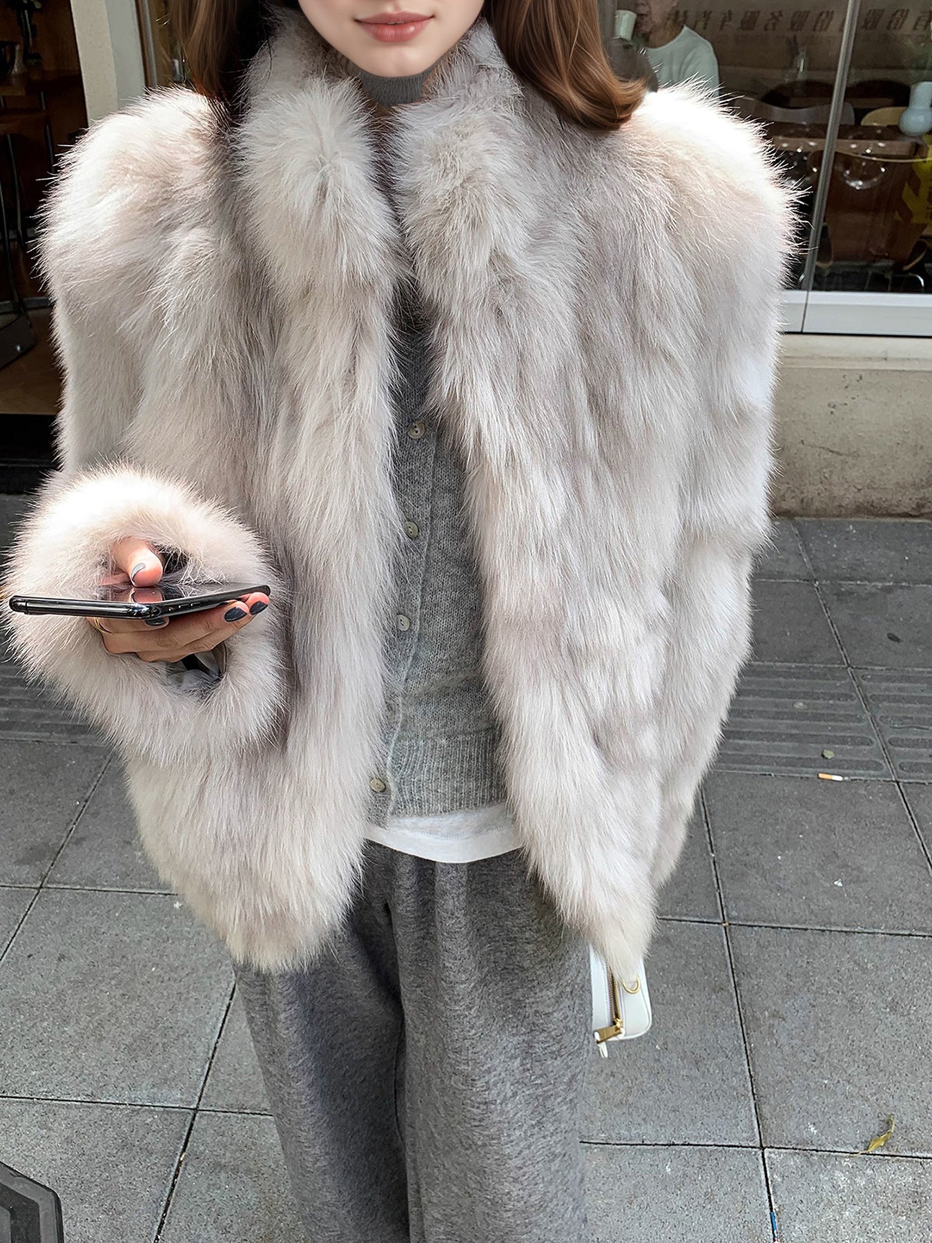 British Style Solid Color Coat With Hidden Buckle Placket, Standing Collar, Warm Polyester Fabric Outerwear