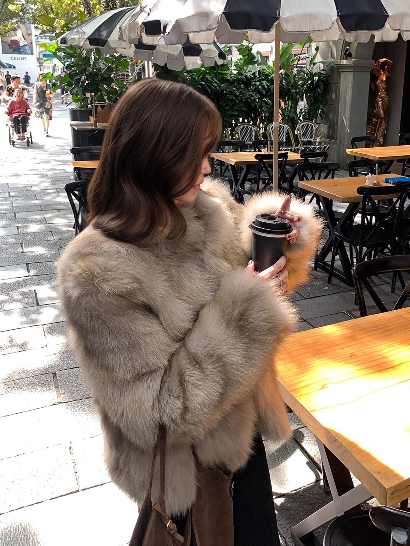 British Style Solid Color Coat With Hidden Buckle Placket, Standing Collar, Warm Polyester Fabric Outerwear