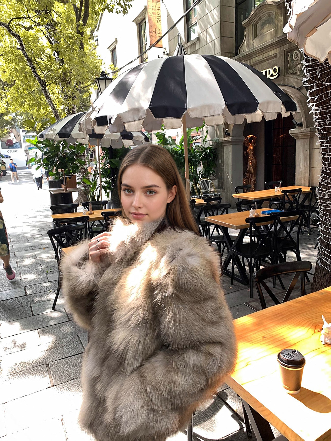 British Style Solid Color Coat With Hidden Buckle Placket, Standing Collar, Warm Polyester Fabric Outerwear