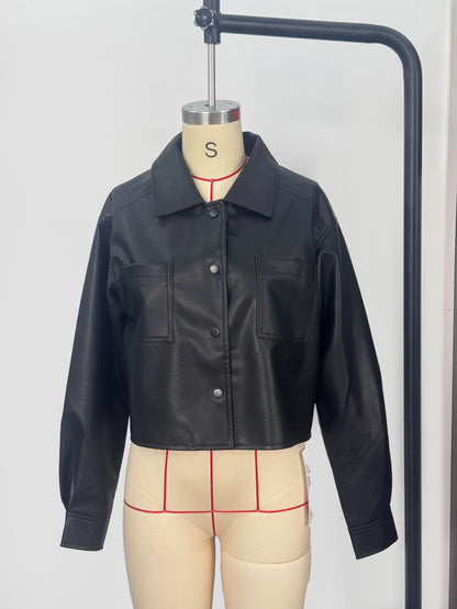 British Style Women's Leather Jacket With Zipper Placket And Pocket, Hooded Design, Made Of PU Fabric