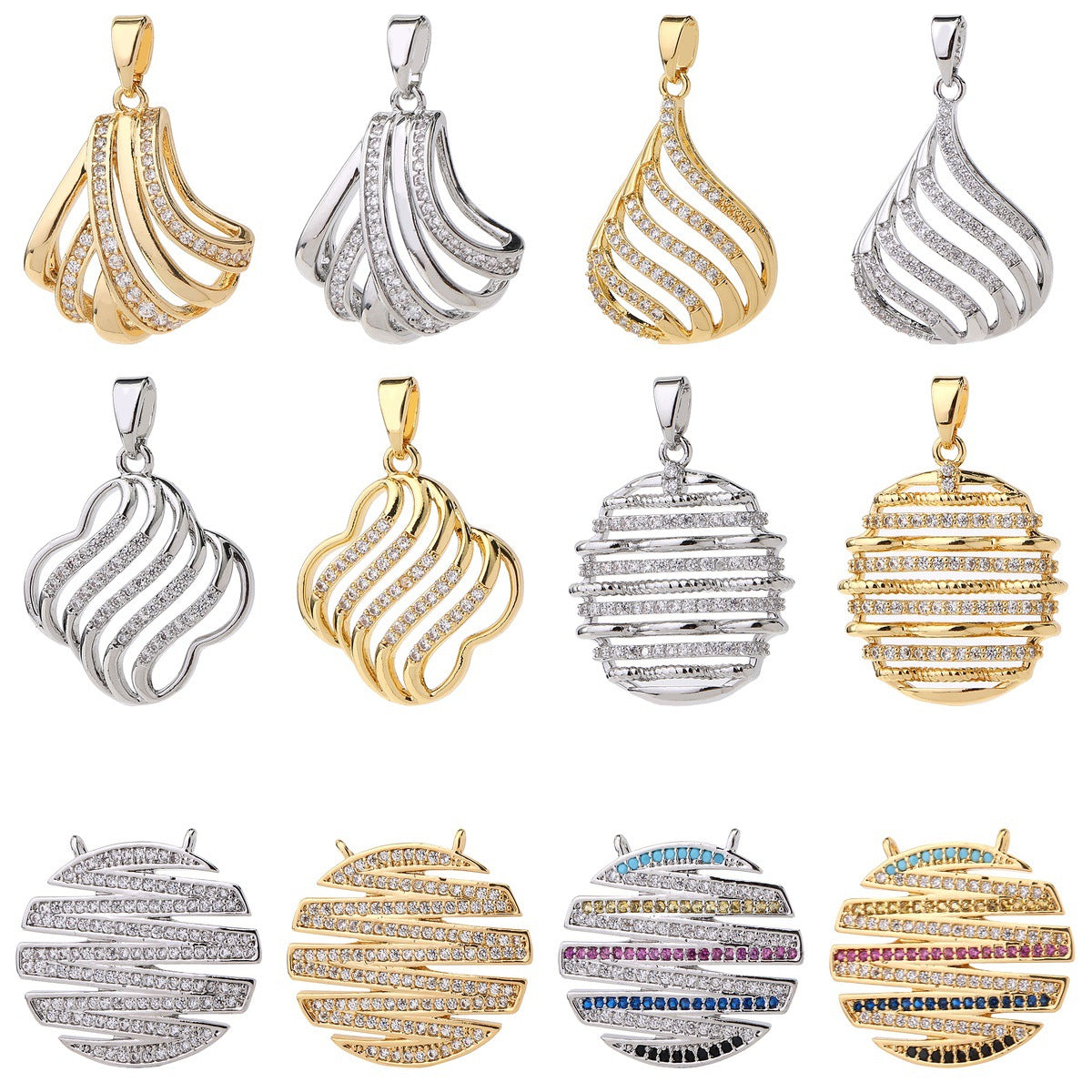Letter Pendant In Brass With Real Gold Plated Electroplated Finish Featuring Zircon Inlay For Commute Jewelry Accessories