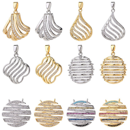Letter Pendant In Brass With Real Gold Plated Electroplated Finish Featuring Zircon Inlay For Commute Jewelry Accessories