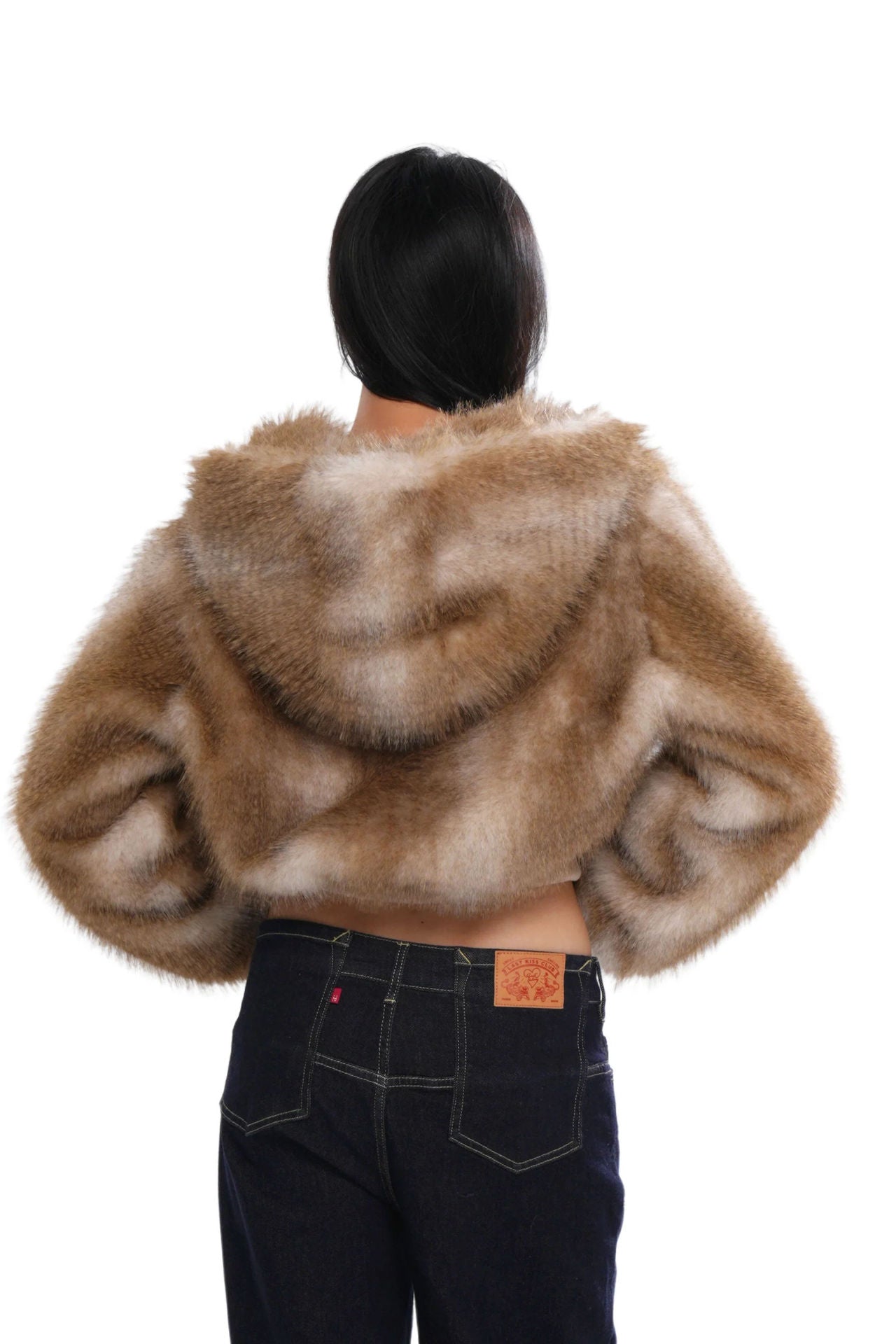 Elegant Fox Pattern Zipper Coat Jacket In Polyester Fabric Featuring Practical Pockets