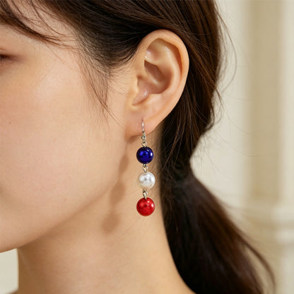 American Flag Drop Earrings For Women In Electroplated Zinc Alloy With 925 Sterling Silver Posts, Perfect For Independence Day