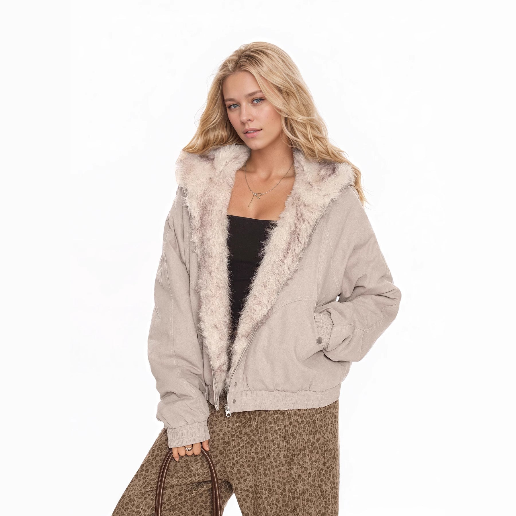 British Style Solid Color Coat Jacket In Polyester Fabric With Hooded Collar And Pocket Design