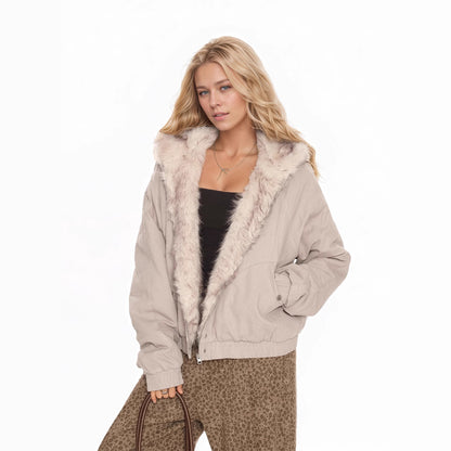British Style Solid Color Coat Jacket In Polyester Fabric With Hooded Collar And Pocket Design