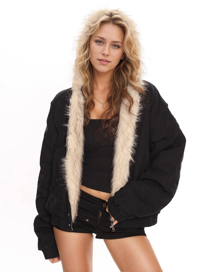 British Style Solid Color Coat Jacket In Polyester Fabric With Hooded Collar And Pocket Design