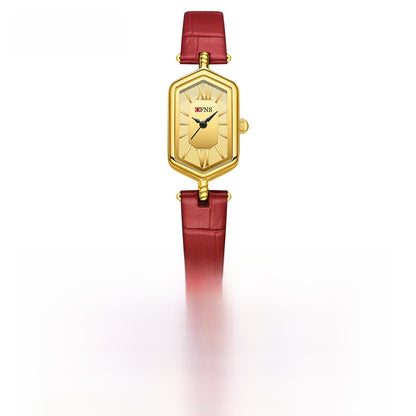 Women's Quartz Watch With Rhombus Dial Featuring Tempered Glass And Pin Buckle Strap Material Belts