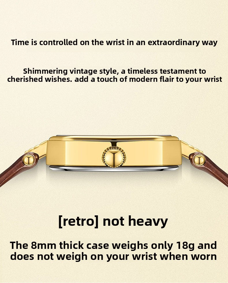 Women's Quartz Watch With Rhombus Dial Featuring Tempered Glass And Pin Buckle Strap Material Belts