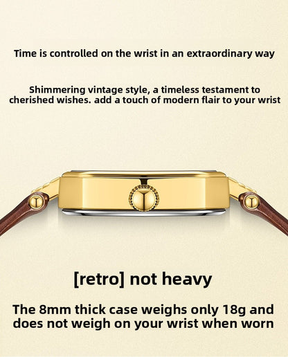 Women's Quartz Watch With Rhombus Dial Featuring Tempered Glass And Pin Buckle Strap Material Belts
