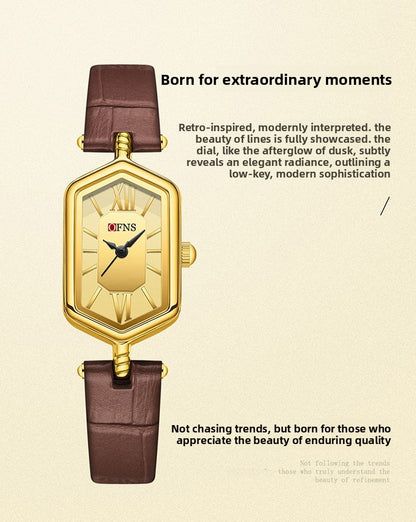 Women's Quartz Watch With Rhombus Dial Featuring Tempered Glass And Pin Buckle Strap Material Belts