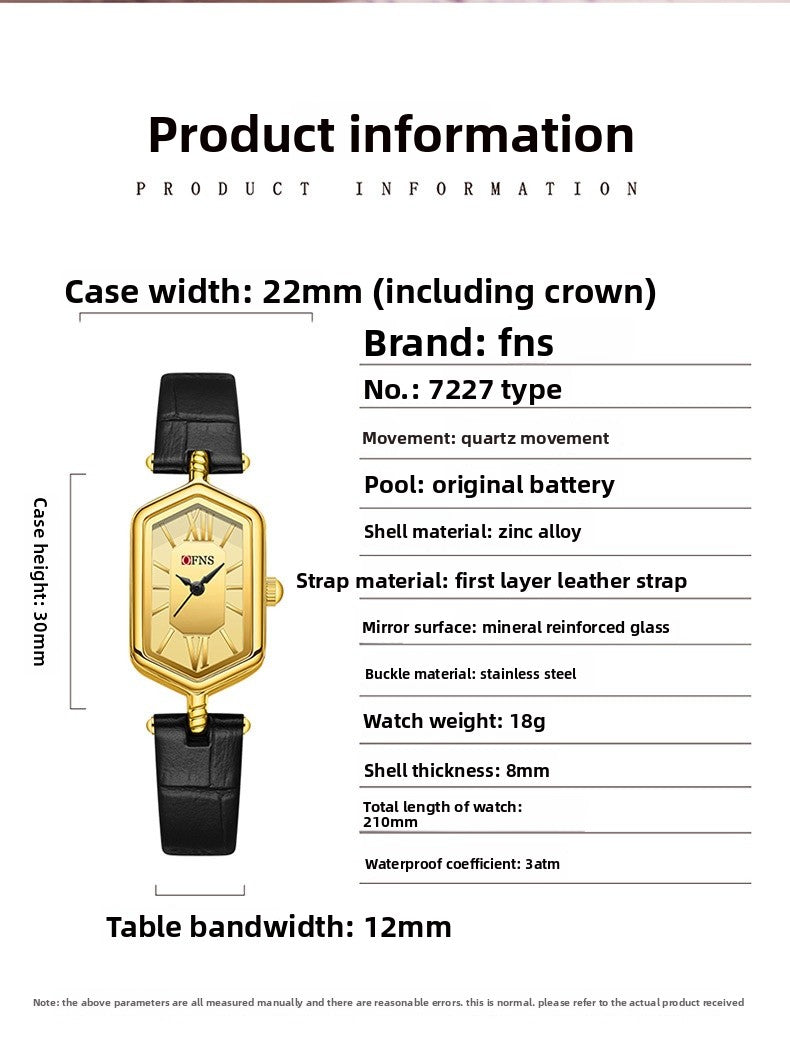 Women's Quartz Watch With Rhombus Dial Featuring Tempered Glass And Pin Buckle Strap Material Belts