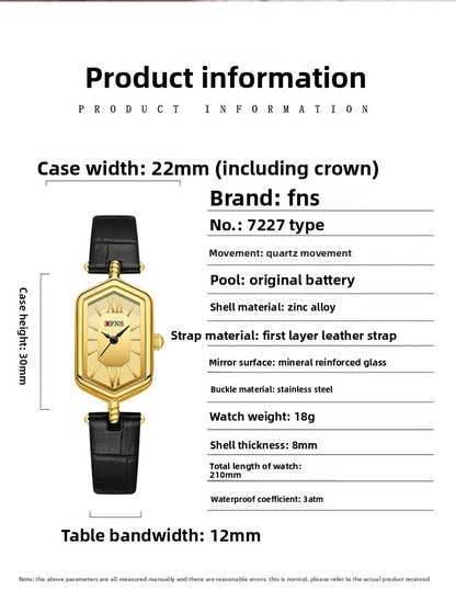 Women's Quartz Watch With Rhombus Dial Featuring Tempered Glass And Pin Buckle Strap Material Belts