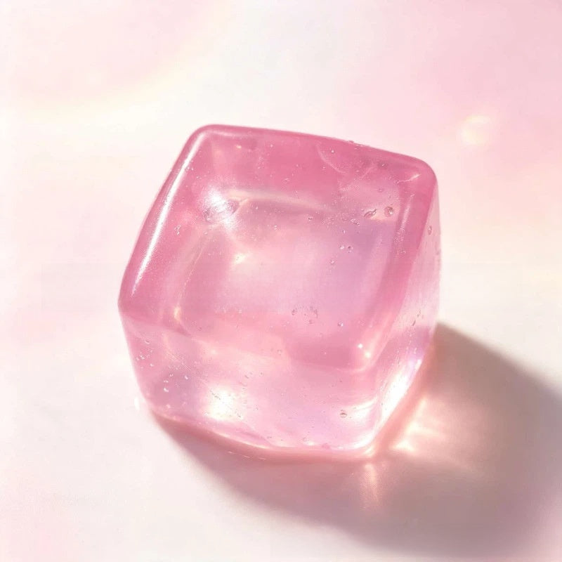 Ice Cube Squishy Toy Made Of Soft TPR Material In Natural Pink, Novelty Stress Relief Toy