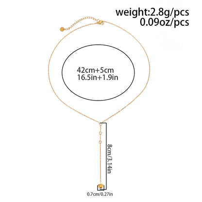 Heart Shape Tassel Y-Necklace Lariat Necklace For Women In 304 Stainless Steel With PVD Coated Gold Plating And Zircon Inlay