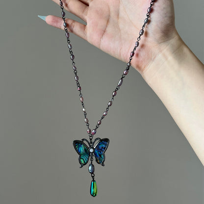 Butterfly Beading Necklace With Alloy Pendant, Retro Style, Unisex Design